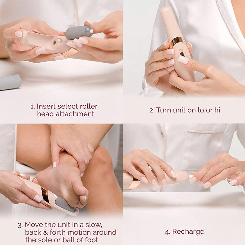 Electric Pedicure Foot File Callus Remover | Rechargeable Waterproof Foot Care Device for Smooth Soft Heels